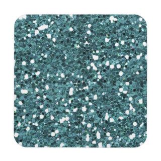 MGTG TEAL GREEN GLITTER TEXTURED BACKGROUND TEMPLA DRINK COASTERS