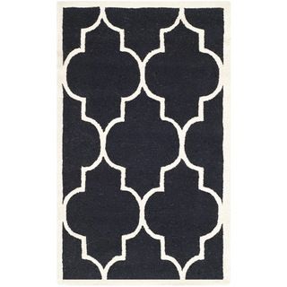 Safavieh Handmade Contemporary Moroccan Cambridge Black Wool Rug (3 X 5)