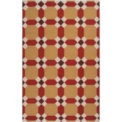 Smithsonian Contemporary Handwoven Red Anchor Wool Rug (36 X 56)