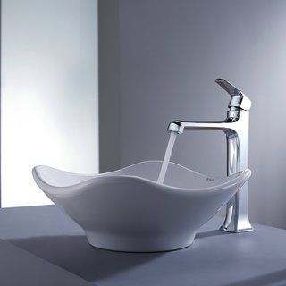 Kraus Bathroom Combo Set White Tulip Ceramic Sink And Decorum Faucet