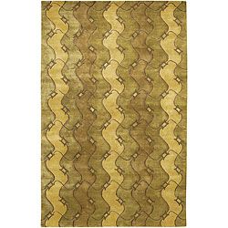 Hand knotted Mandara Green Wool Area Rug (5 X 76)