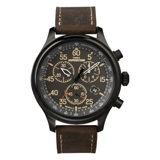 Timex Men's T49905 Expedition Rugged Field Chronograph Brown Leather Strap Watch Timex Men's Timex Watches