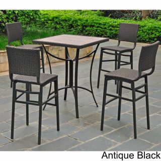 International Caravan International Caravan Barcelona Resin Wicker/aluminum 32 inch Square Bar height Bistro Group (set Of 5) Black Size 5 Piece Sets