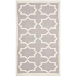 Safavieh Handwoven Moroccan Dhurrie Transitional Gray/ Ivory Wool Rug (3 X 5)