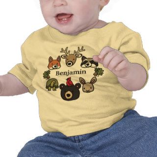 Cute and Friendly Forest Animals, Add Child's Name Shirt