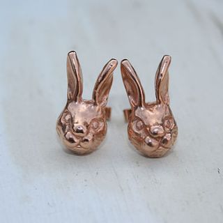 rose gold bunny stud earrings by beau & arrow