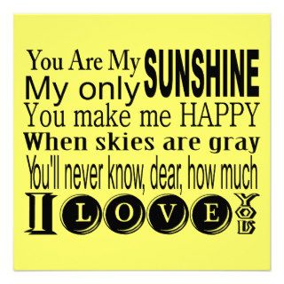 You Are My Sunshine Apparel and Gifts Invite