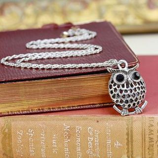 silver owl on a twig necklace by lisa angel