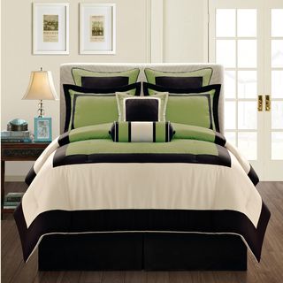 Gramercy Queen size 12 Piece Olive Bed In A Bag With Sheet Set