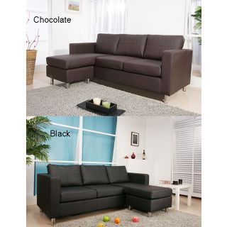 Furniture Of America Exquisite Leather Bonded Interchangeable Sectional Sofa With Ottoman