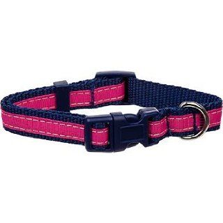  Preppy Pink & Navy Nylon Adjustable Dog Collar  Pet Collars 