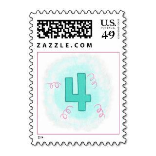 Number 4, Birthday postage stamps for kids