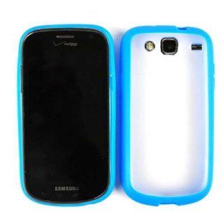 HARD BORDER SKIN TPU SEMI SOFT CASE COVER FOR SAMSUNG SCH I425 TRANS BACK BLUE EDGE Cell Phones & Accessories