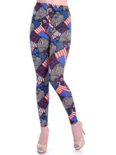Anna Kaci S/M Fit Multicoloured Mixed Animal Geometric & USA Flag Print Leggings Leggings Pants