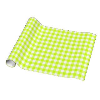 Gingham lime green and white patterned wrap gift wrap paper
