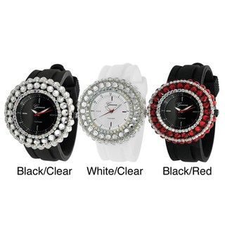 Geneva Platinum Women's Rhinestone Accented Silicone Watch in Choice of Colors Geneva Women's Geneva Watches