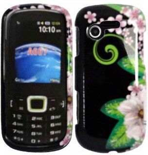 For StraightTalk Samsung SGH S425G Evergreen Slider Hard Design Cover Case Green Flower Cell Phones & Accessories