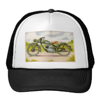 Vintage Motorcycle Print Hats