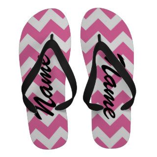Personalized Name Cute Pink Chevron Sandals