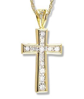 1/2 Carat Diamond Cross Pendant in 14k Yellow Gold with 16in. chain CoolStyles Jewelry