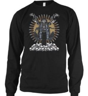 Death Rider Mens Thermal Shirt, Skeleton Riding Chopper Design Mens Long Sleeve Thermal Shirt Clothing