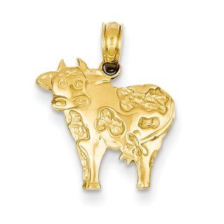 14K Yellow Gold Polished Cow Pendant Jewelry