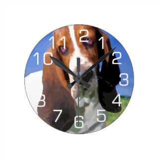 Basset Hound Dog Design Round Wall Clocks