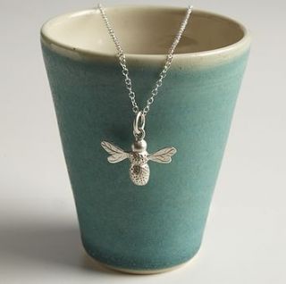 personalised silver bee necklace by lily charmed