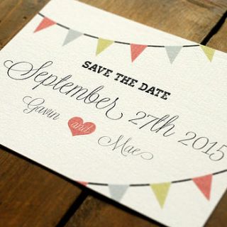 vintage bunting wedding save the date card by feel good wedding invitations