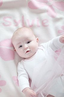 personalised girl's lambswool baby blanket by cashmere tots scotland