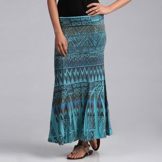 Tabeez Women's Turqouise Aztec Print Skirt Tabeez Long Skirts
