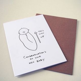 'this way up' baby card by hole in my pocket