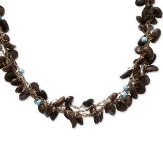Coffee Bean & Blue Bead Spongie Necklace Jewelry Organizers Jewelry