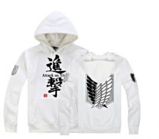 PW   New Attack on Titan Shingeki no Kyojin White Hoodie Sweater (XL) Clothing