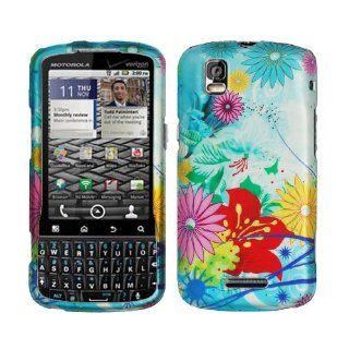 Blue Garden Flower Rubberized Snap on Design Hard Case Faceplate for Motorola Droid Pro Xt610 Cell Phones & Accessories