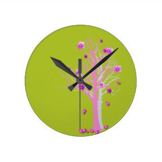 Lime Green Cherry Blossom Clock