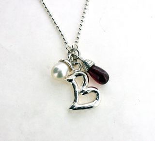 personalised pearl and garnet necklace by will bishop jewellery design
