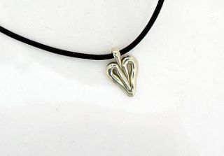 silver heart pendant on leather by will bishop jewellery design