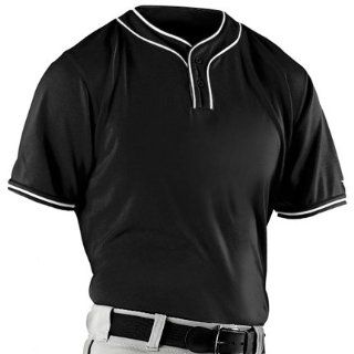 Alleson Adult Microfiber 2 Button Baseball Jerseys BK/WH   BLACK/WHITE A2XL  Baseball And Softball Jerseys  Sports & Outdoors