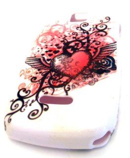 Motorola Wx430 Theory Hard Case White Heart Tribal Wing Design Phone Case Skin Cover Boost Cell Phones & Accessories