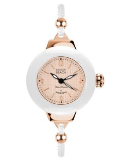 Womens Rose Gold & White Rope Watch by GlamRock
