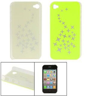 Lime Hard Plastic Silver Tone Stars Back Case for iPhone 4 4G Cell Phones & Accessories