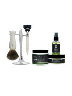 T Stand, 5B Razor, Fine brush, White Tea Collection  by eShave