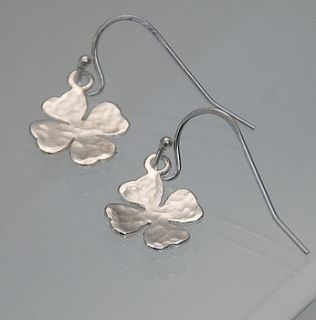 handmade silver clover leaf drop earrings by penelopetom direct ltd
