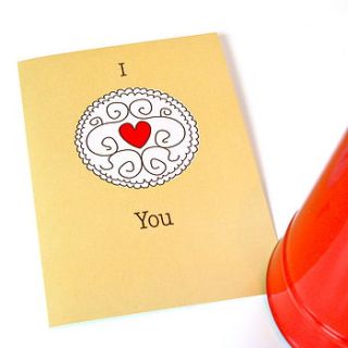 'i love you' jammy dodger greetings card by wood paper scissors