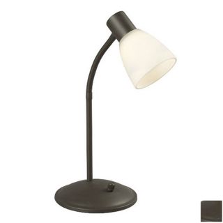 Galaxy 17 1/2 in Adjustable Matte Bronze Desk Lamp with Glass Shade