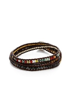 Multi Semi Precious Stone Leather Wrap Bracelet by Chan Luu