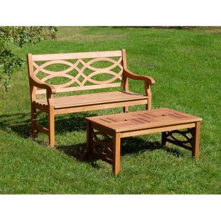 Hennell Eucalyptus Garden Bench with Coffee Table