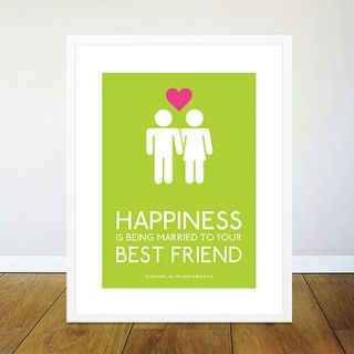 personalised marriage friends print by parkins interiors