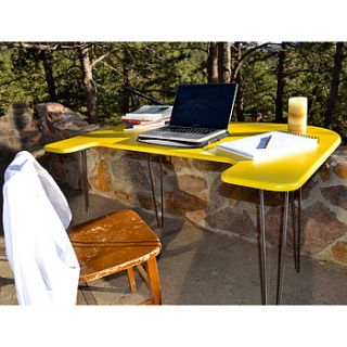 mid century modern desk in vibrant yellow by wicked boxcar